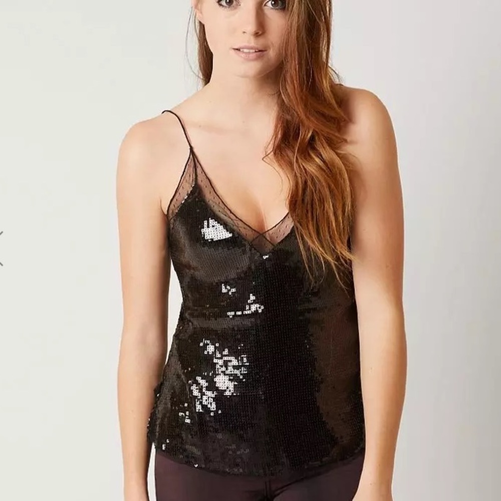 NWT Free People Black Sequin Sassy Tank Top Size XS - Picture 4 of 7